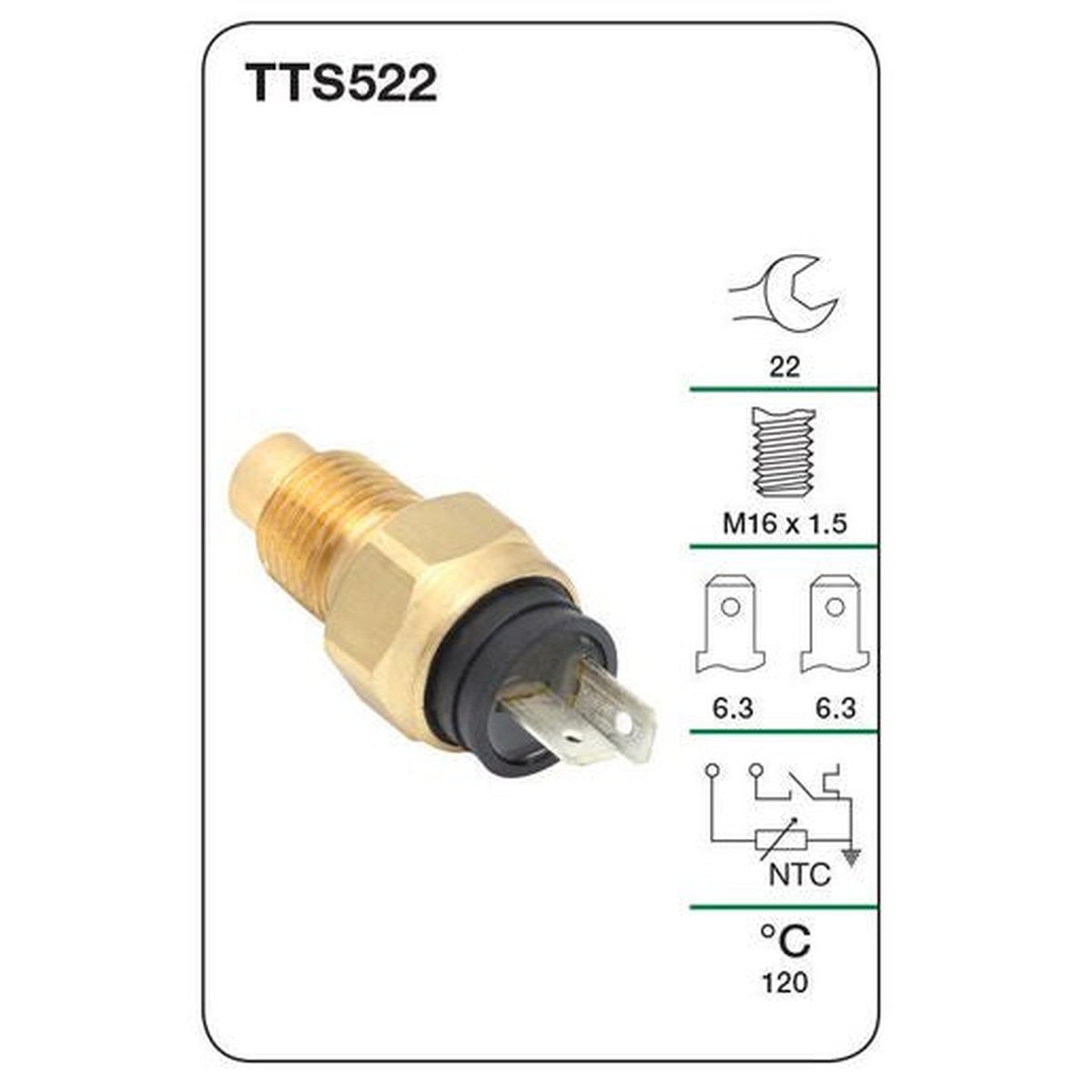 Tridon Water Temp Switch (Warning Light & Gauge) TTS522
