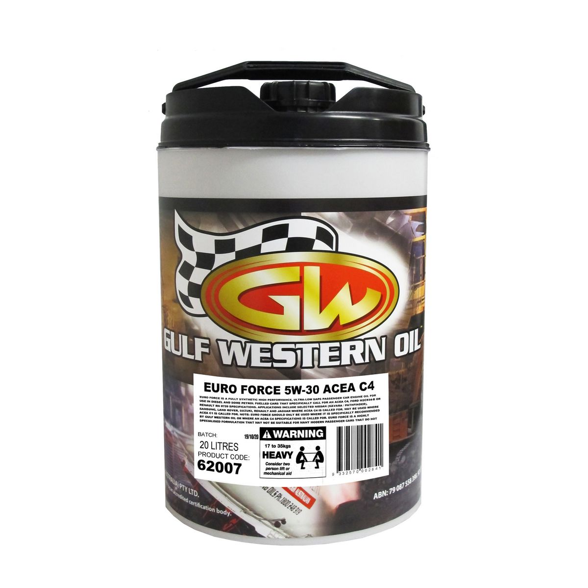 Gulf Western Euro Force C4 Synthetic Engine Oil 5W-30 20L 62007