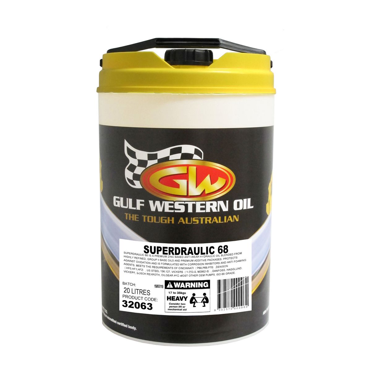 Gulf Western Superdraulic ISO 68Hydraulic Fluid 20L 32063