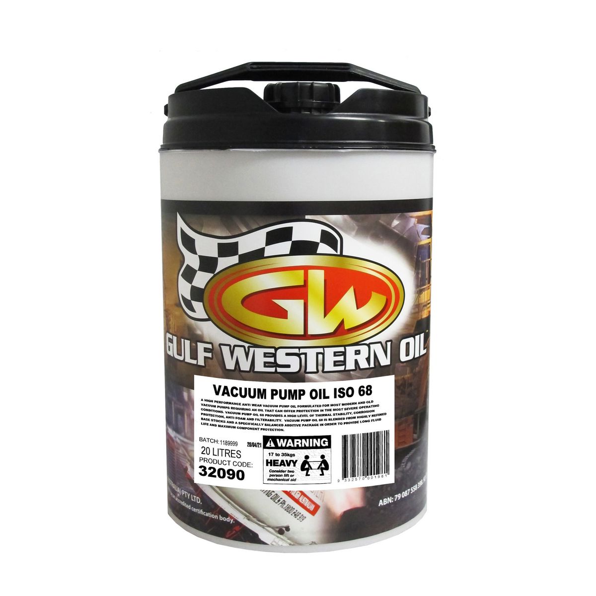 Gulf Western ISO 68 Vacuum Pump Oil 20L 32090