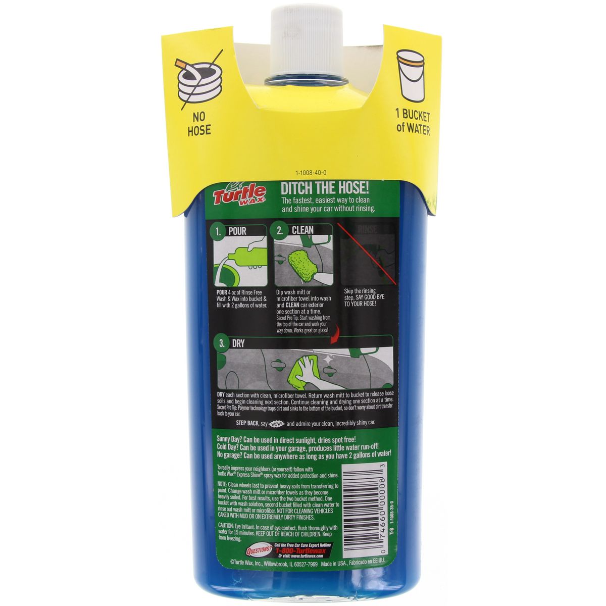 Turtle Wax Rinse Free Wash & Wax 1Ltr T8