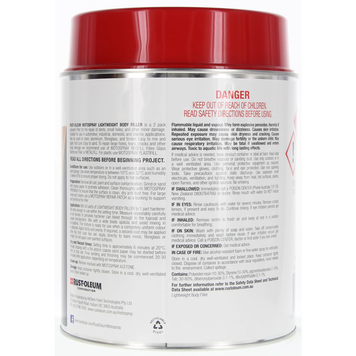 HiChem Motospray Body Filler 4Kg LW4