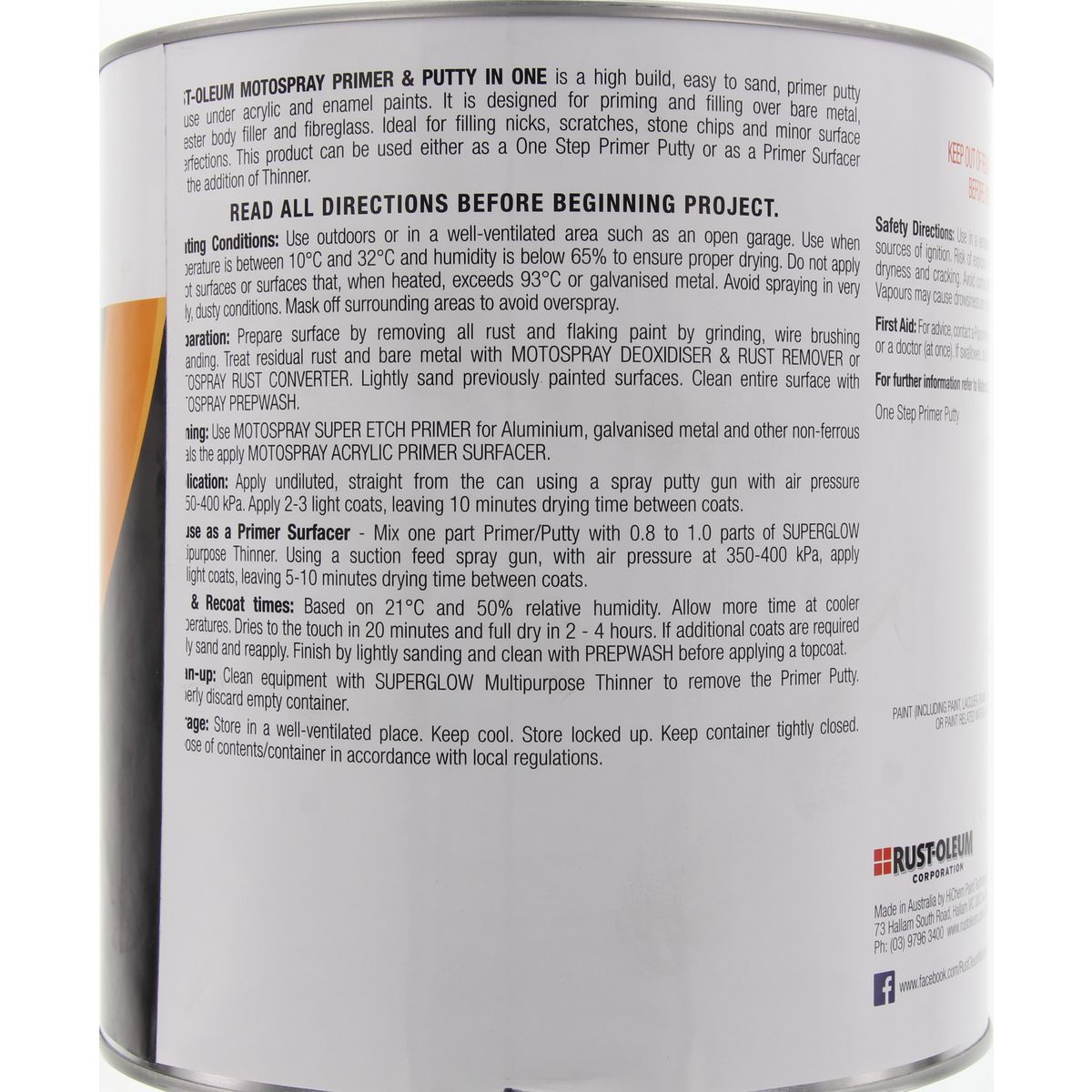 HiChem Motospray One Step Primer/Putty 4Ltr OH4