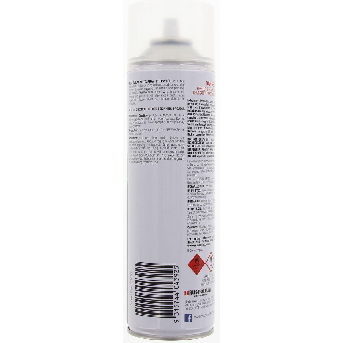 HiChem Motospray Prepwash Wax & Grease Remover 400G PREP400
