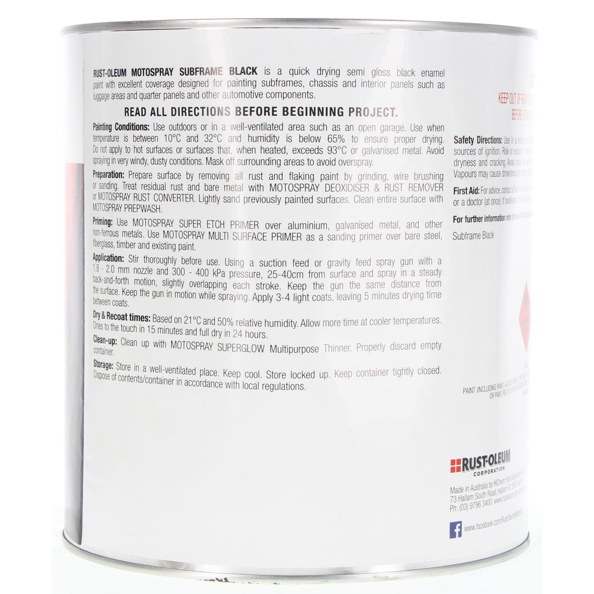 HiChem Motospray Subframe Gloss Black Enamel 4Ltr SF4
