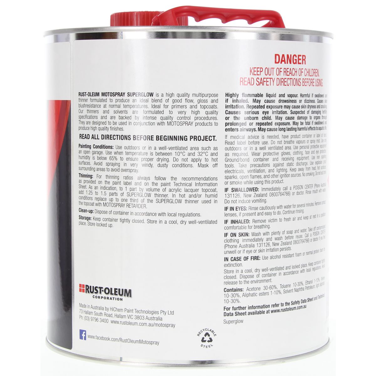 HiChem Motospray General Purpose Thinner 4Ltr SG4