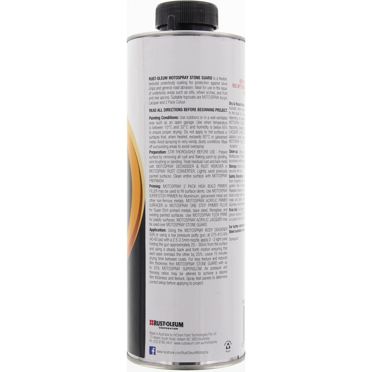 HiChem Motospray Stone Guard (Water Based) Black 1Ltr SGWB1.15
