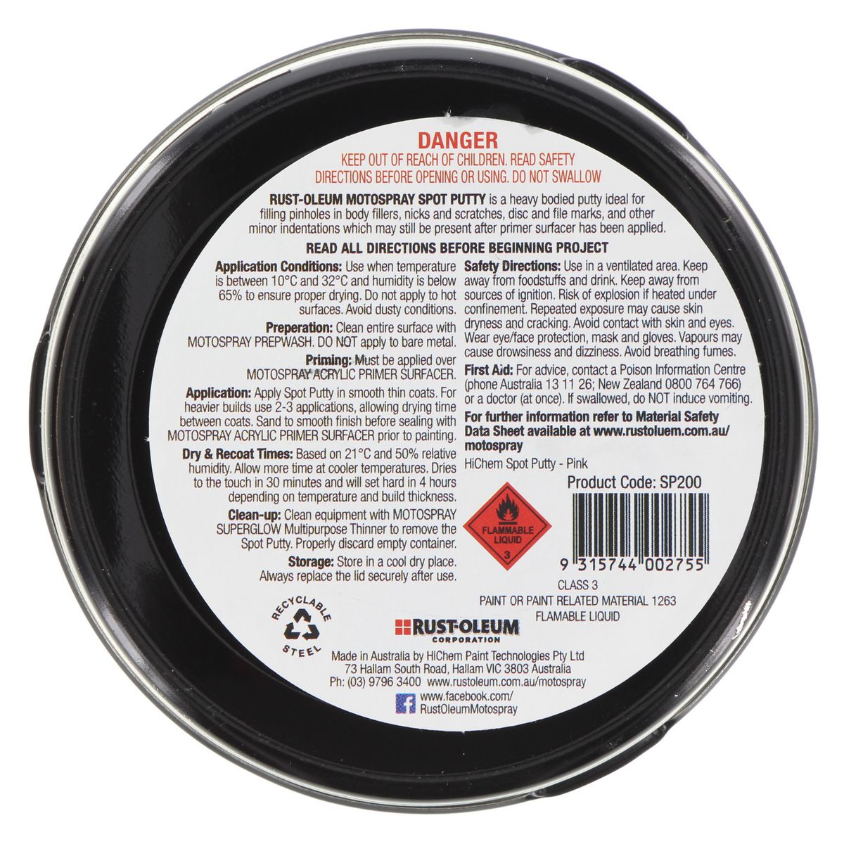 HiChem Motospray Spot Putty 150G SP200