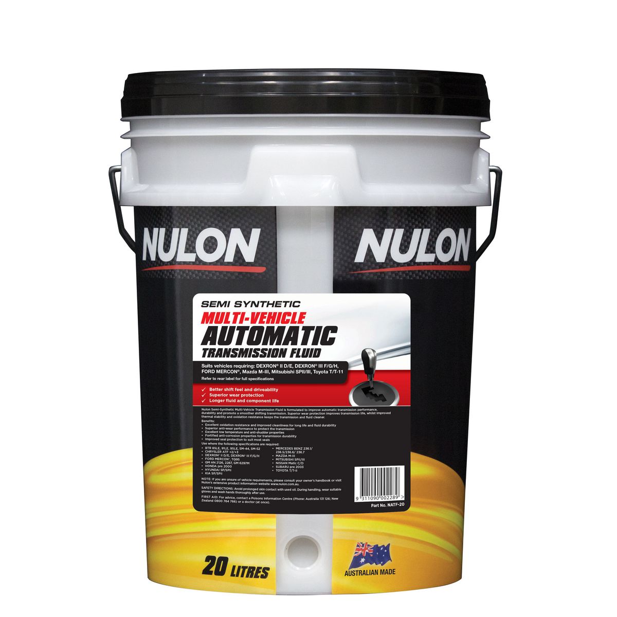 Nulon Multi-Vehicle Auto Transmission Fluid 20L Semi-Synthetic NATF-20