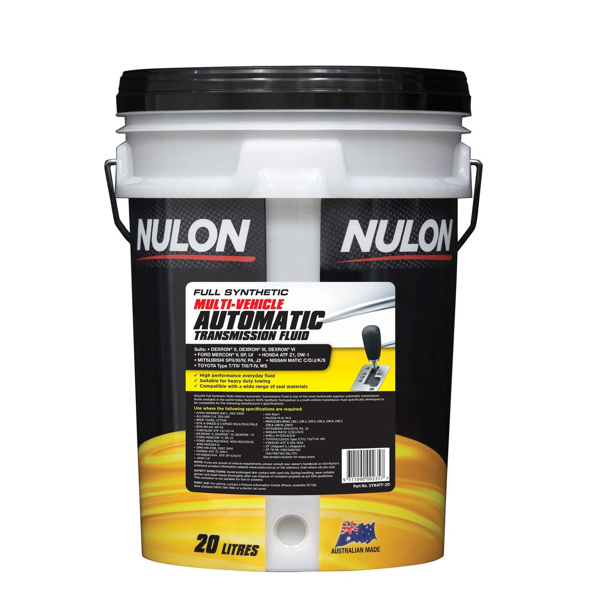 Nulon Multi Vehicle Auto Trans Fluid 20L Full Synthetic SYNATF-20