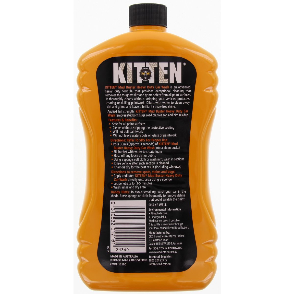 Kitten Mud Buster Car Wash 1Ltr 17160