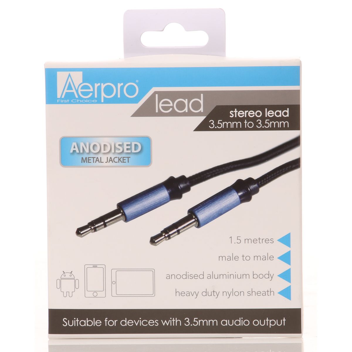 Aerpro 3.5mm to 3.5mm Stereo Lead Aluminium 1m Nylon ADM135A
