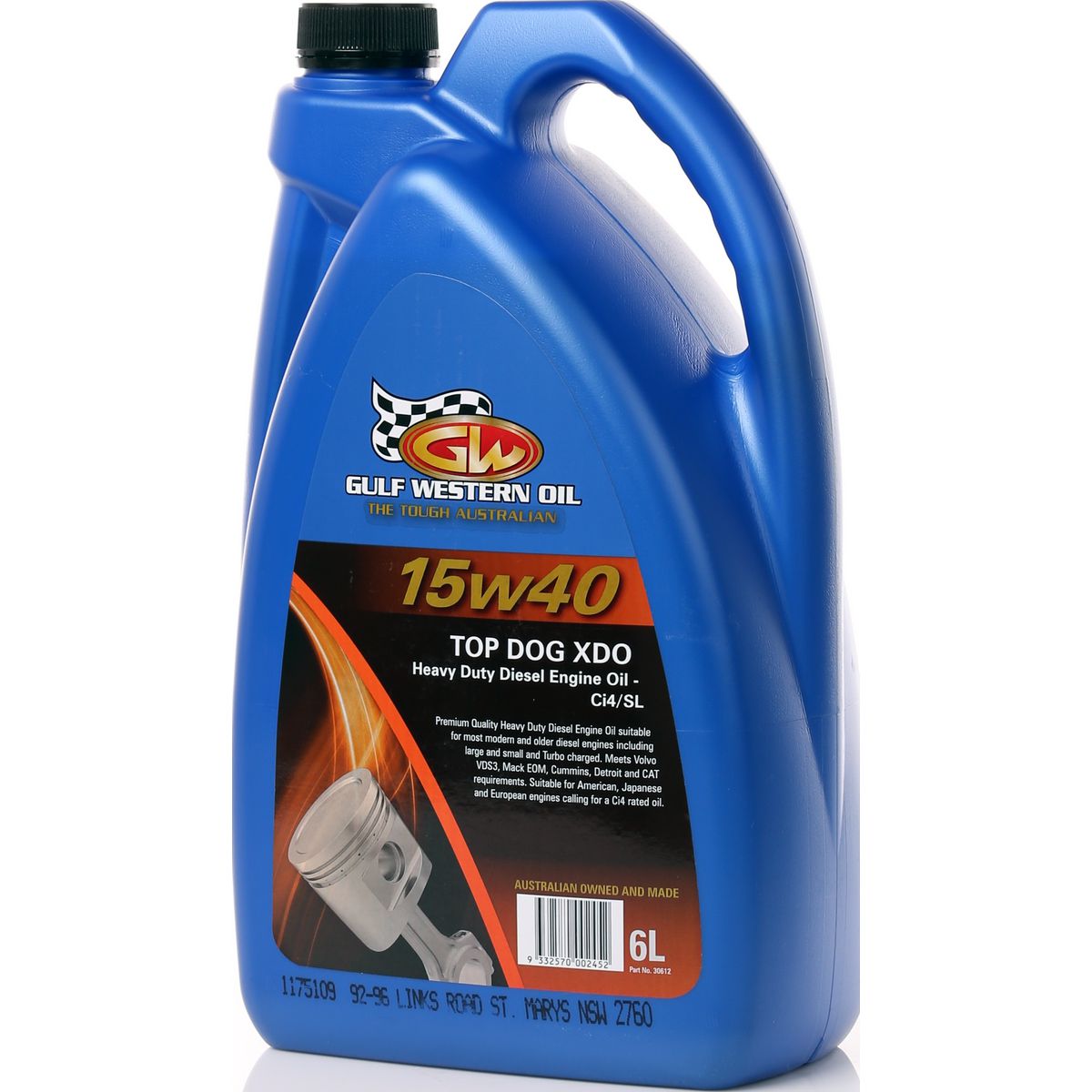 Gulf Western Top Dog Xdo 15W-40 Engine Oil 6L 30612