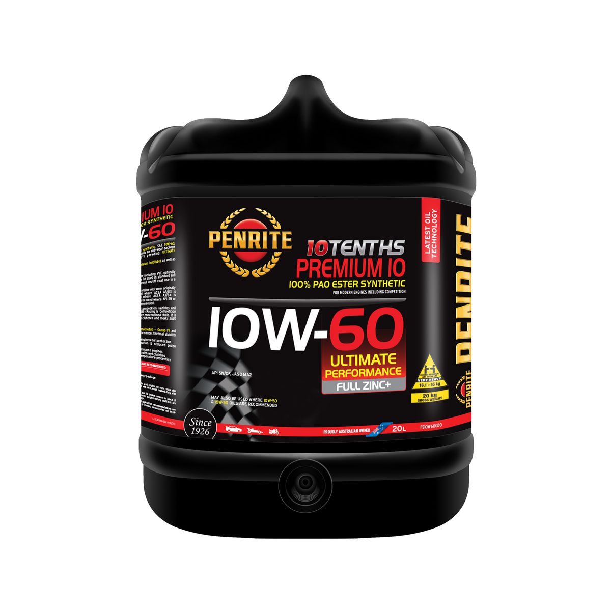 Penrite 10 Tenths Premium 10W-60 Engine Oil 20L