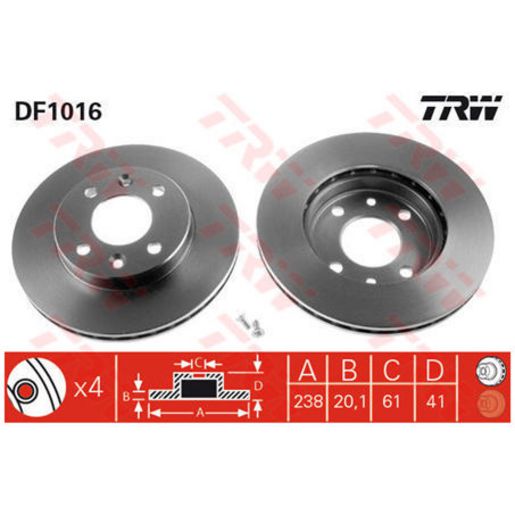 TRW Brake Rotor Pair 274mm Front DF1016S