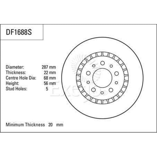 TRW Disc Brake Rotor 287mm DF1688S
