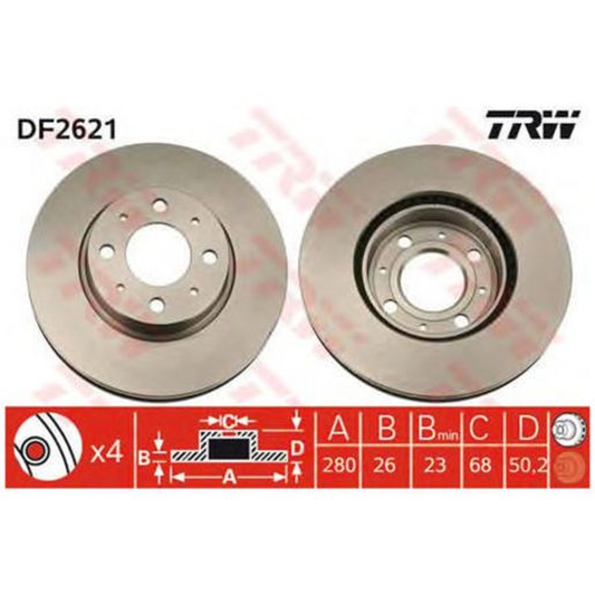 TRW Brake Rotor Single 280mm Front DF2621S
