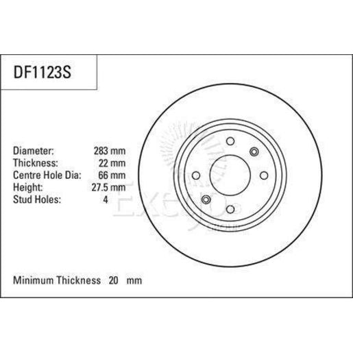 TRW Brake Rotor Pair 283mm Front DF1123S