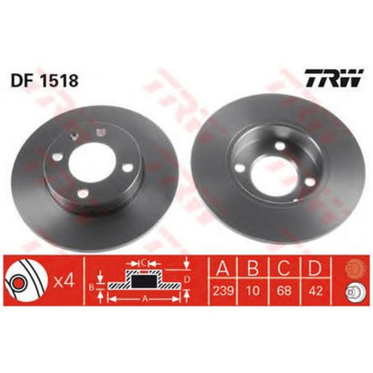 TRW Brake Rotor Single 239mm Front DF1518S