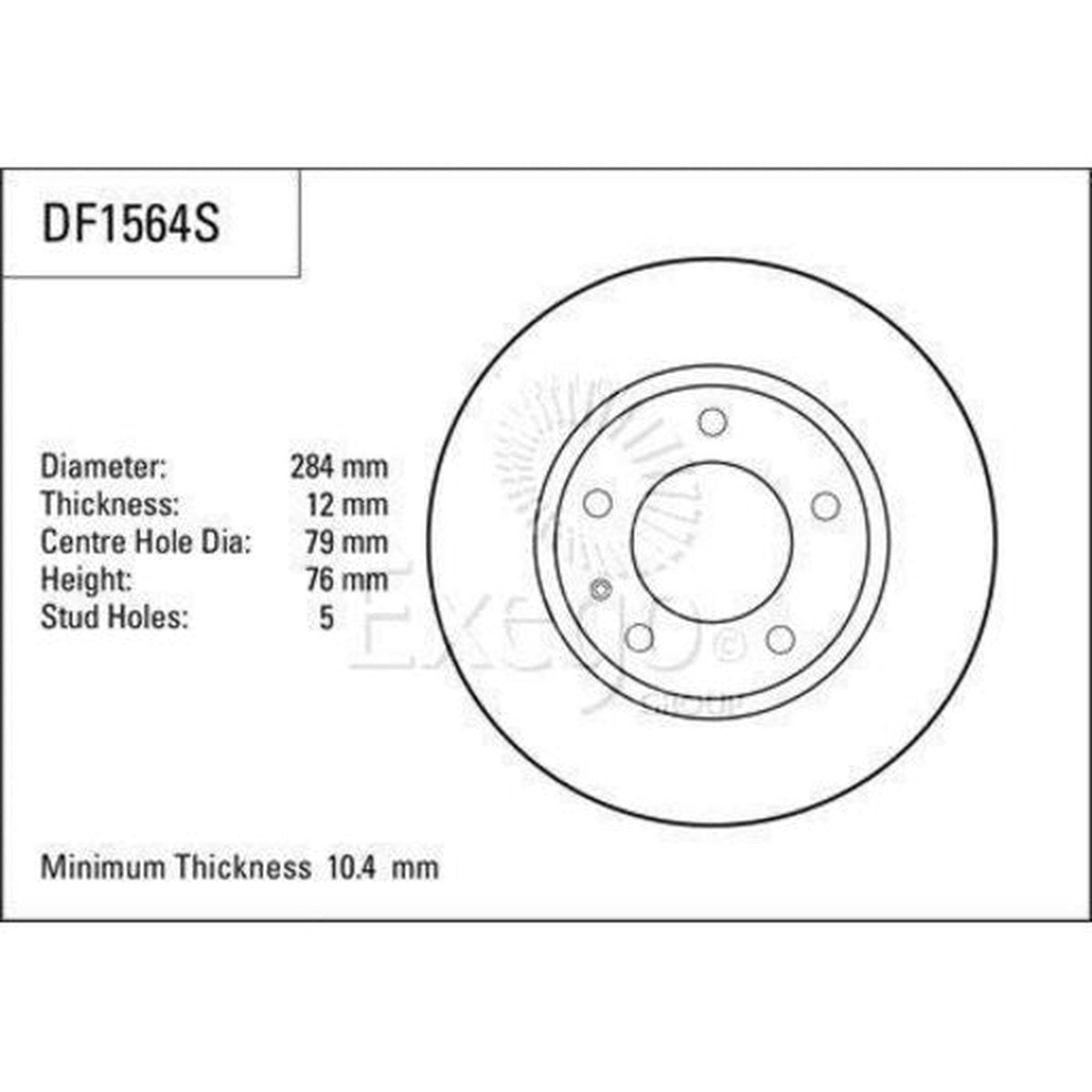 TRW Brake Rotor Single 284mm Front DF1564S
