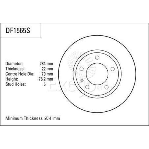 TRW Disc Brake Rotor 284Mm DF1565S