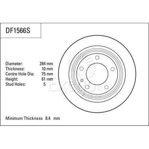 TRW Disc Brake Rotor 284Mm DF1566S