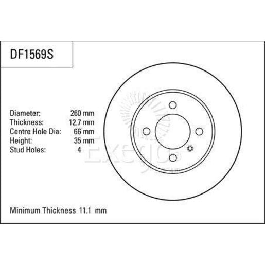 TRW Brake Rotor Pair 260mm Front DF1569S