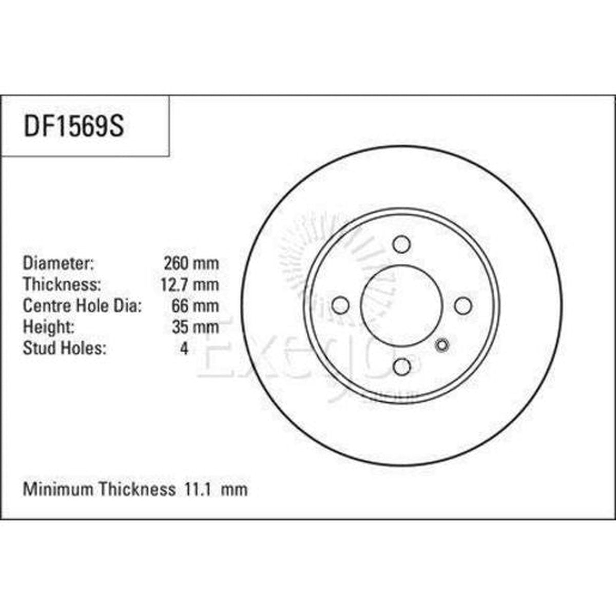 TRW Brake Rotor Single 260mm Front DF1569S