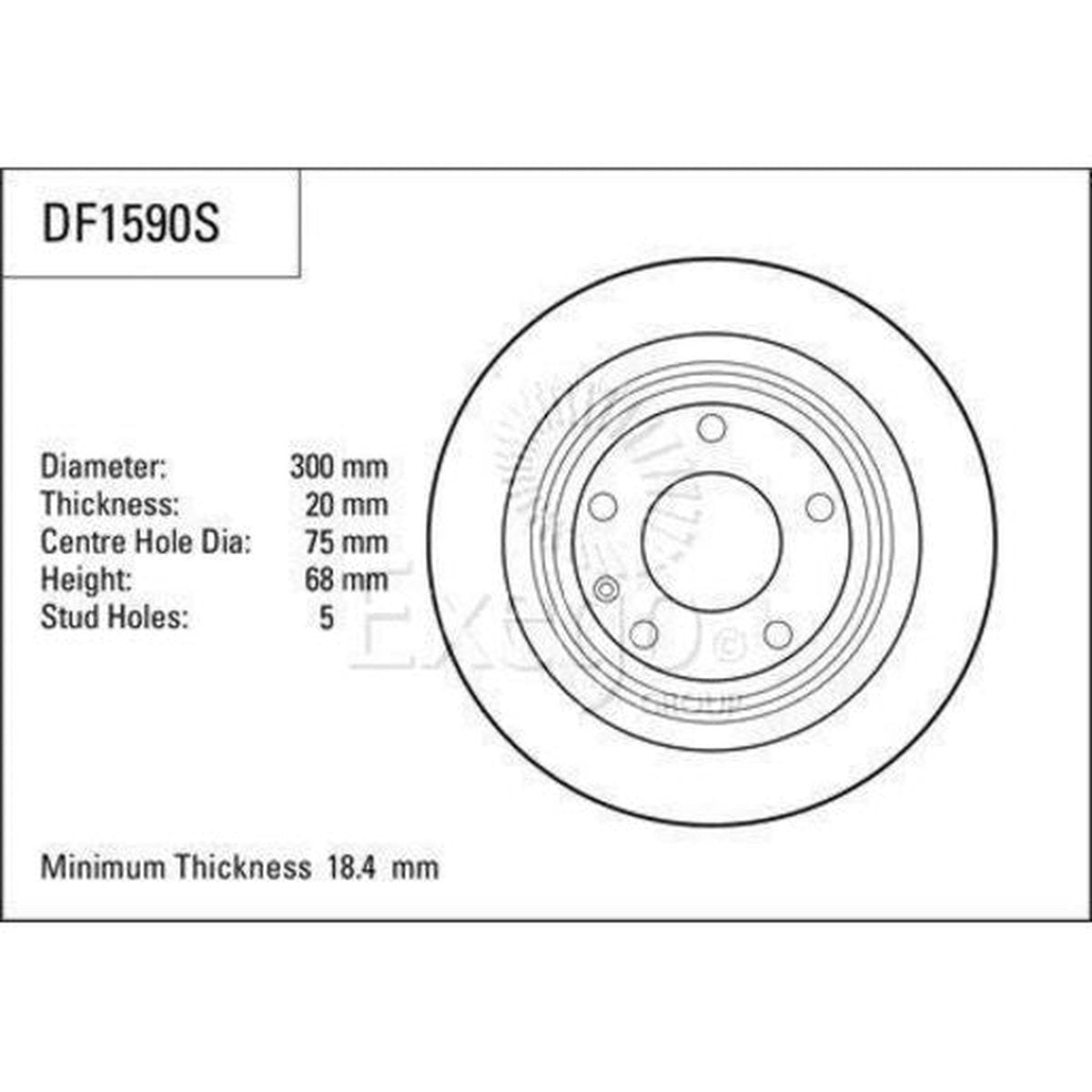 TRW Brake Rotor Single 300mm Rear DF1590S