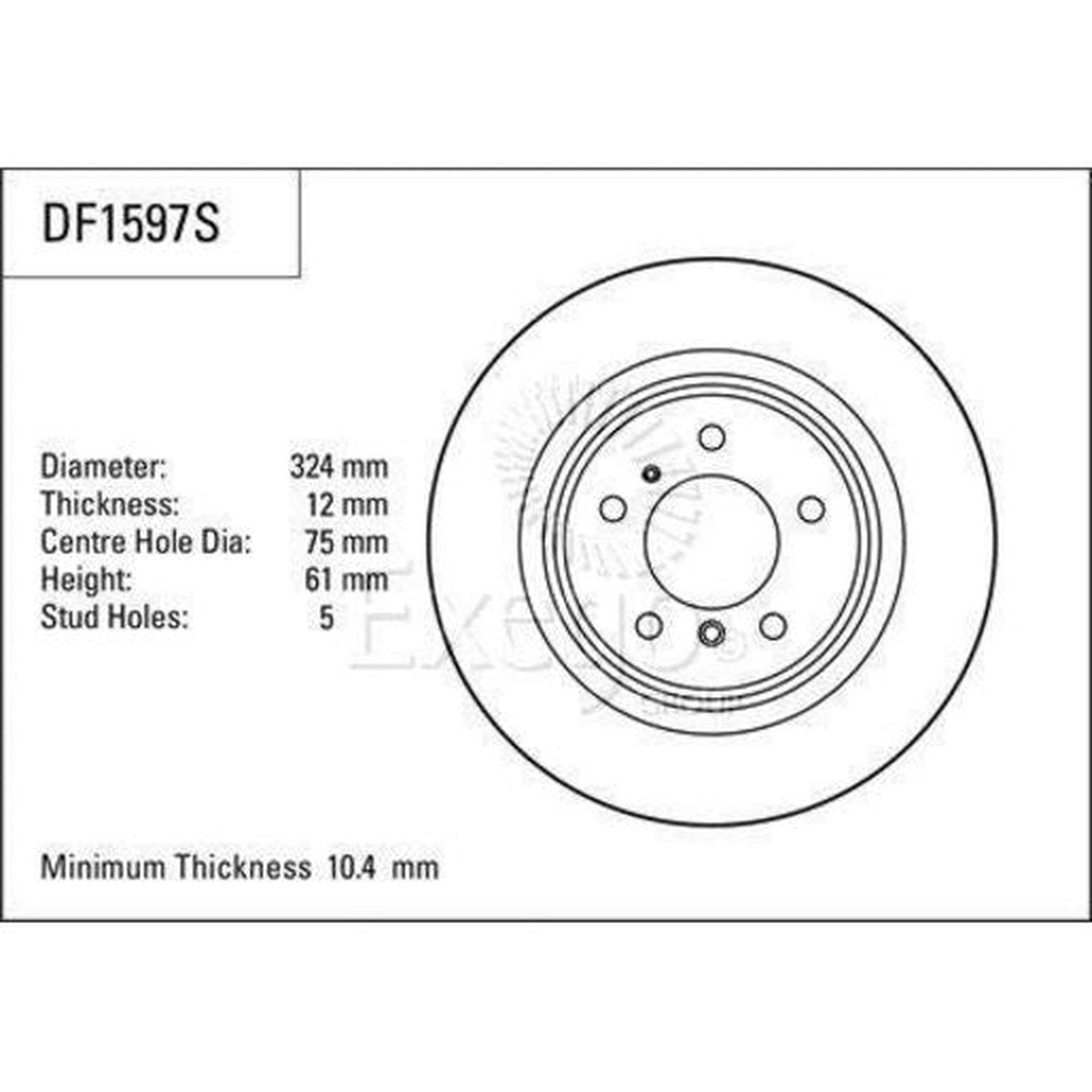 TRW Brake Rotor 324mm Rear DF1597S