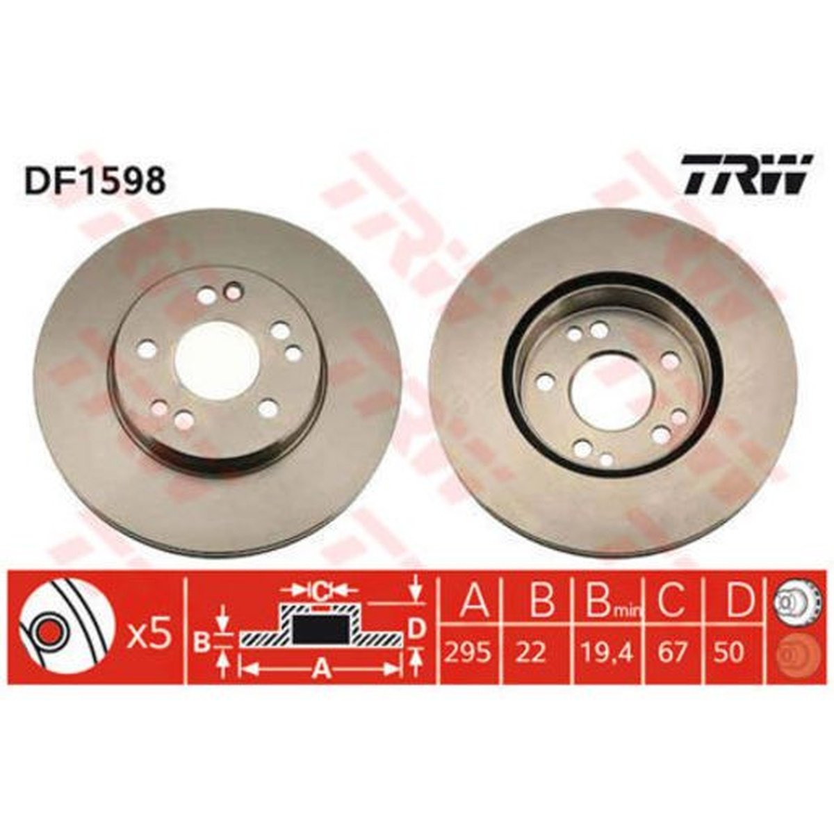 TRW Brake Rotor Single 295mm Front DF1598S