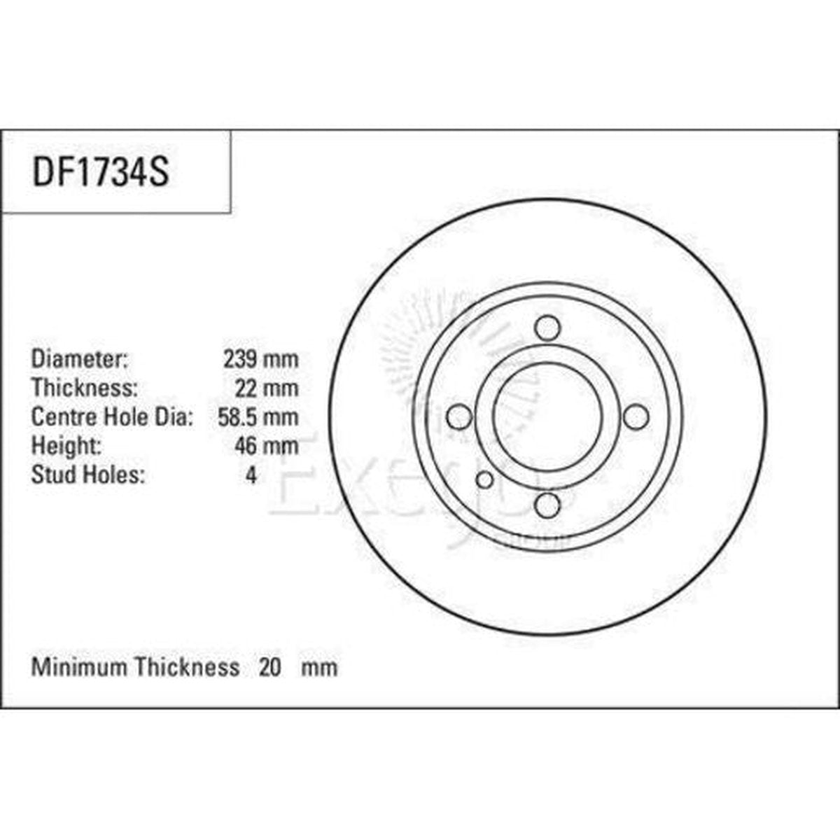 TRW Brake Rotor Pair 239mm Front DF1734S