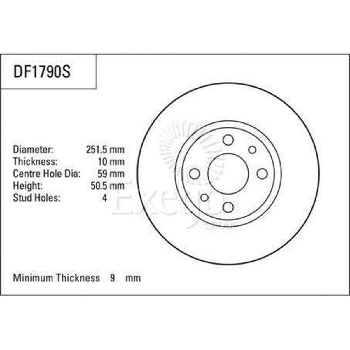 TRW Brake Rotor 251.5mm Rear DF1790S