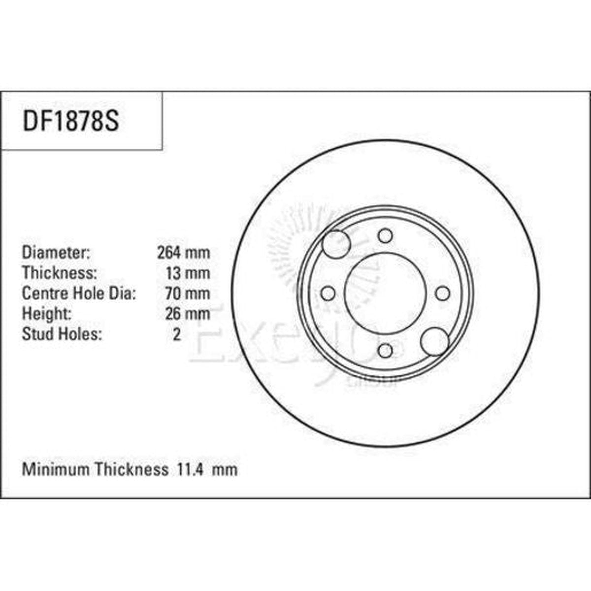 TRW Brake Rotor Pair 264mm Rear DF1878S