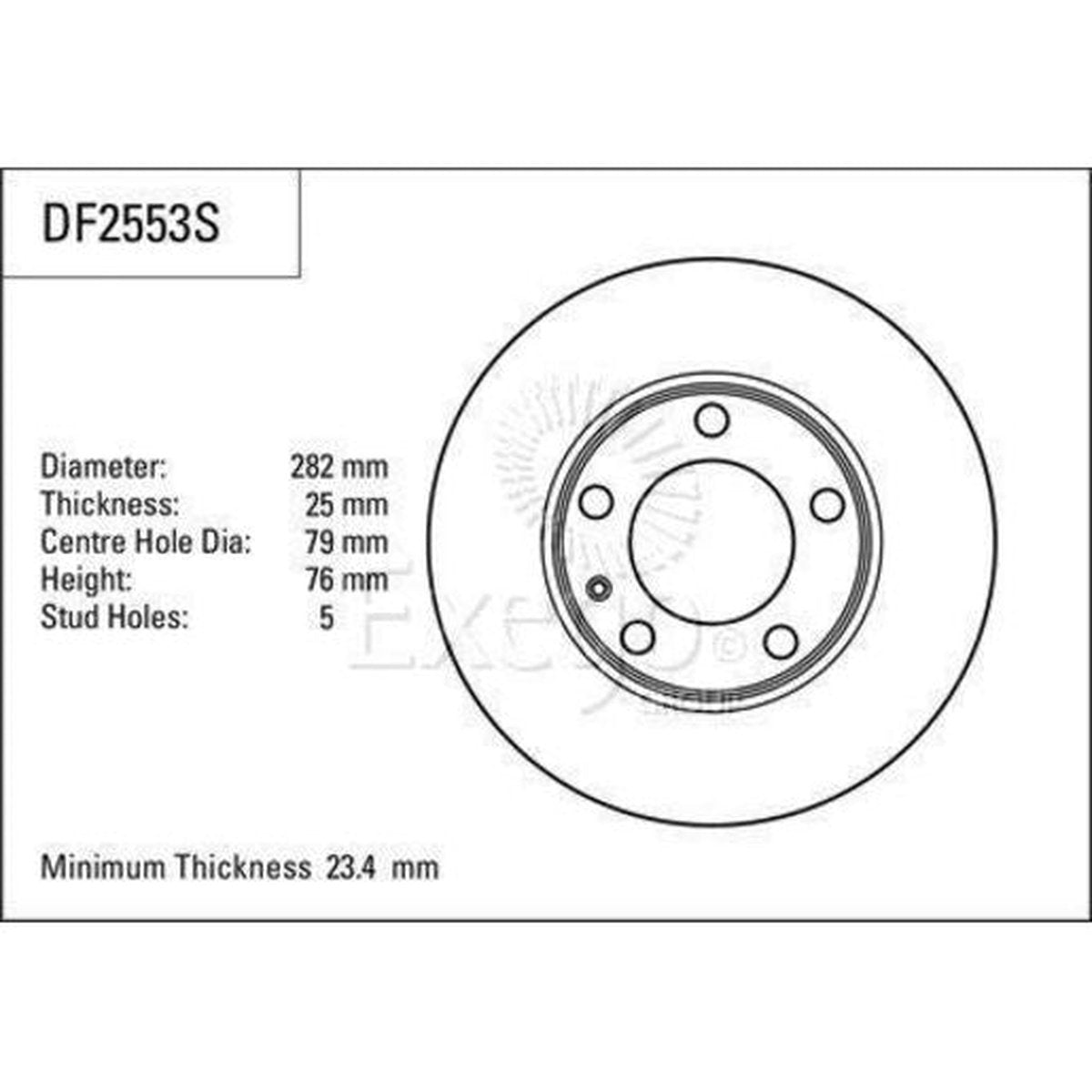 TRW Brake Rotor Pair 282mm Front DF2553S