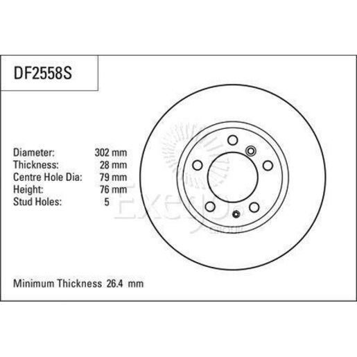 TRW Brake Rotor 302mm Front DF2558S
