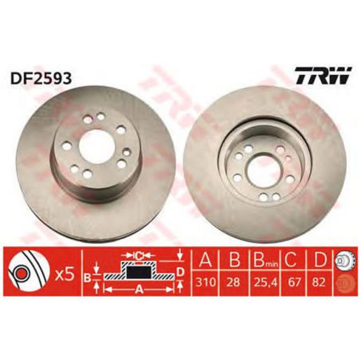 TRW Disc Brake Rotor 310Mm DF2593S