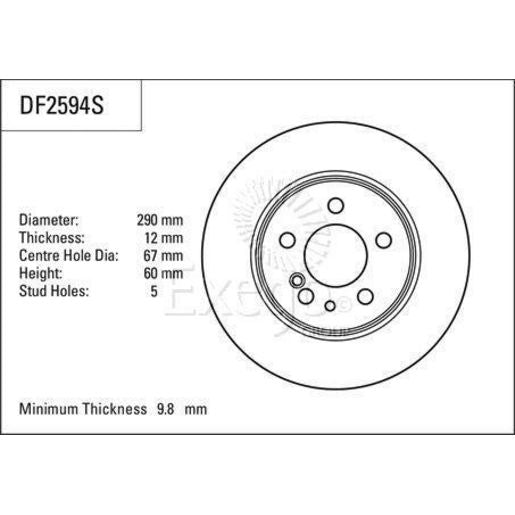 TRW Brake Rotor Pair 290mm Rear DF2594S