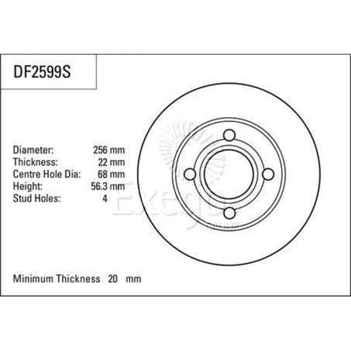 TRW Brake Rotor Single 256mm Front DF2599S