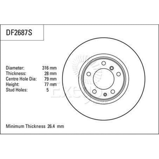TRW Brake Rotor Pair 316mm Front DF2687S
