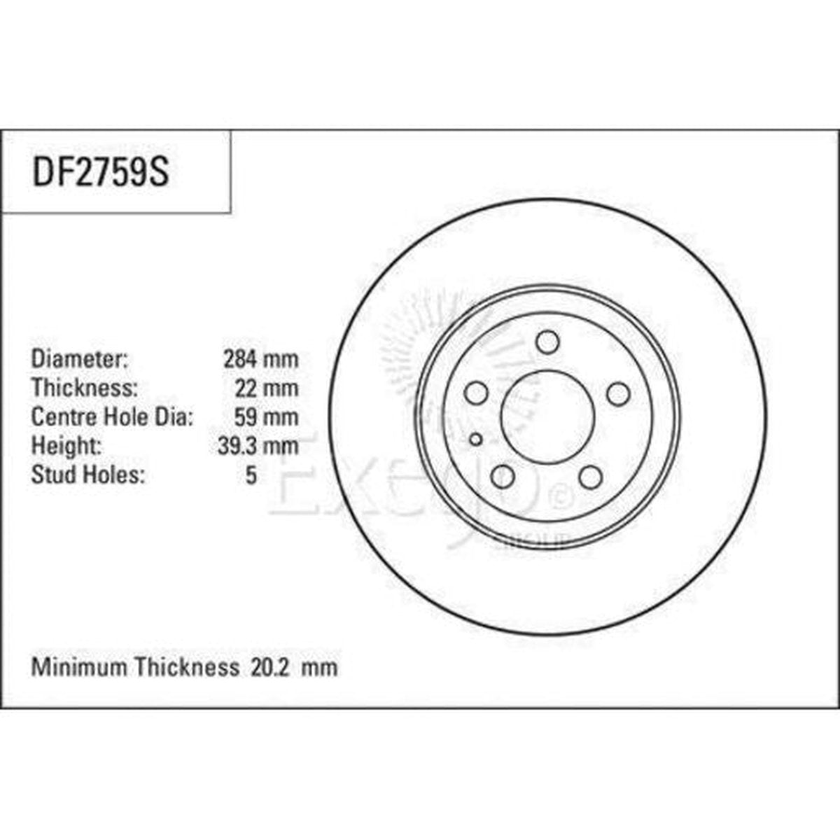 TRW Brake Rotor Single 284mm Front DF2759S