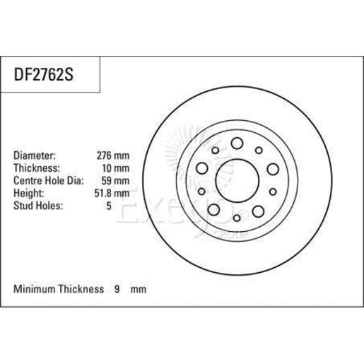 TRW Brake Rotor Pair 276mm Rear DF2762S