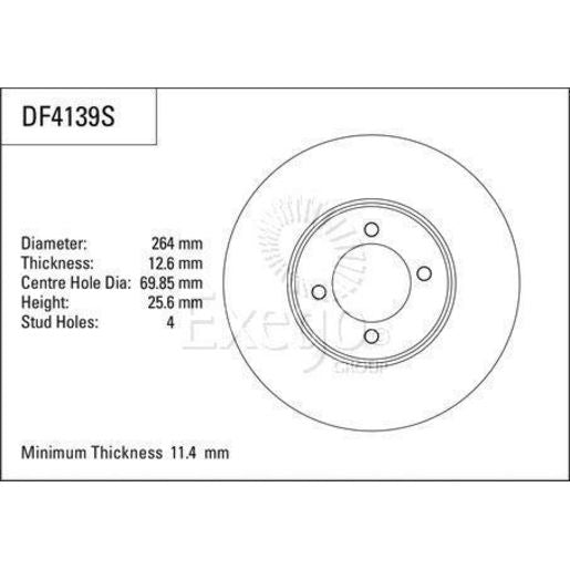 TRW Brake Rotor Pair 264mm Rear DF4139S