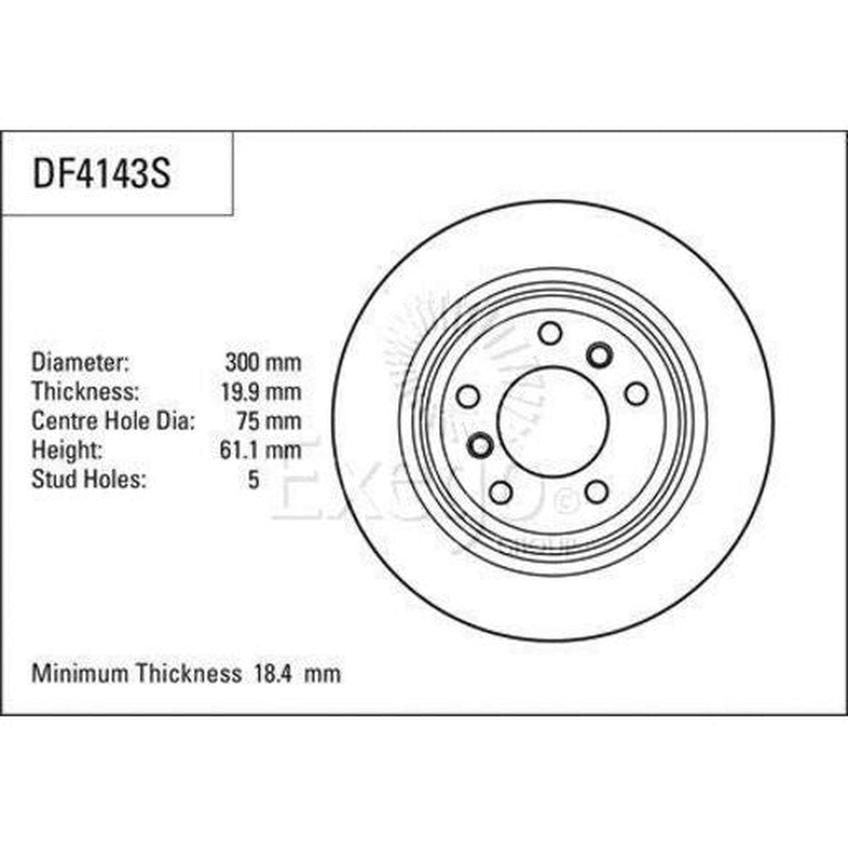 TRW Brake Rotor Single 300mm Rear DF4143S