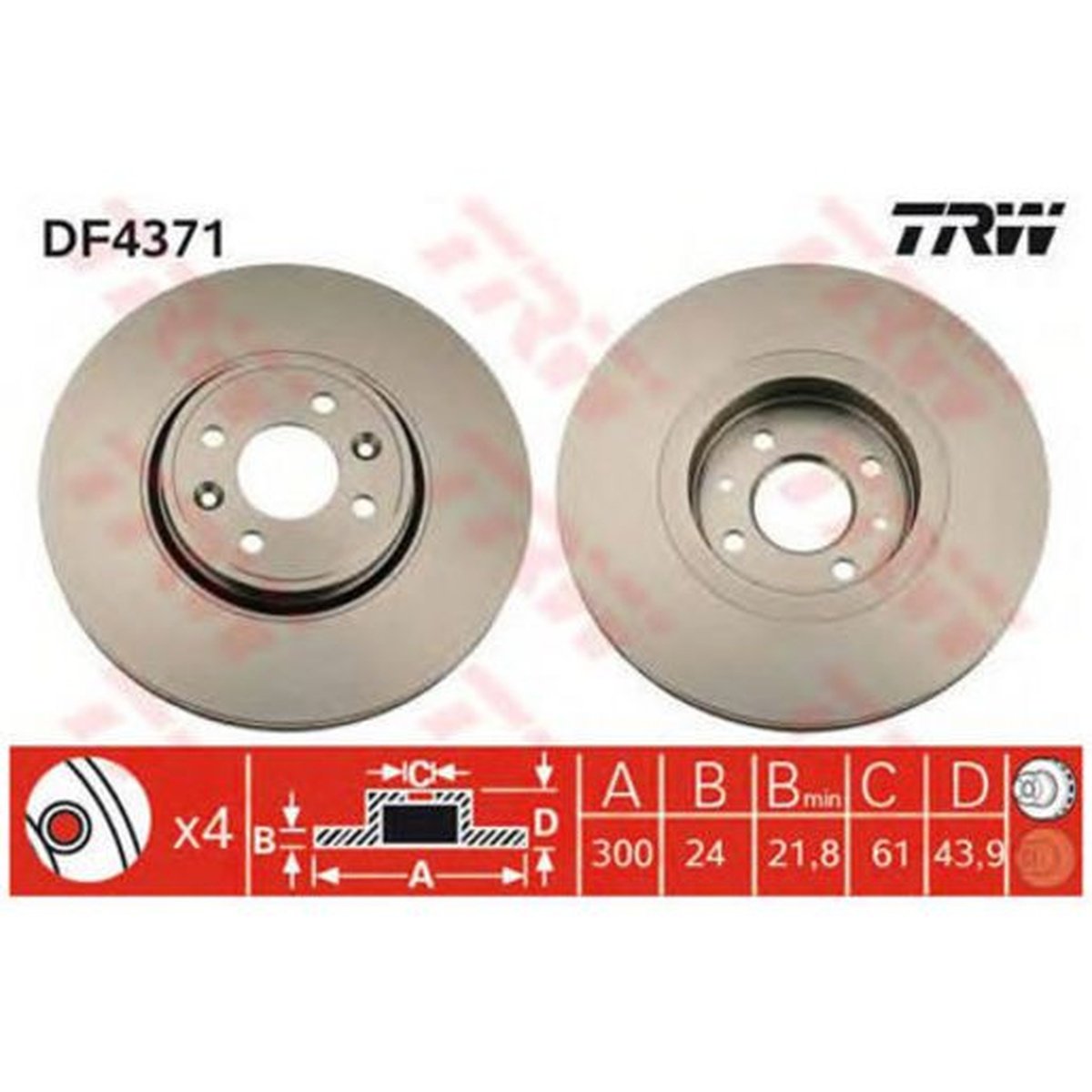 TRW Brake Rotor 300mm Front DF4371S