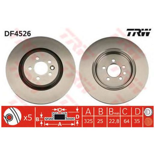 TRW Disc Brake Rotor 325Mm DF4526S