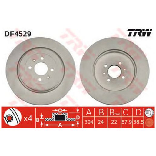 TRW Disc Brake Rotor 304Mm DF4529S