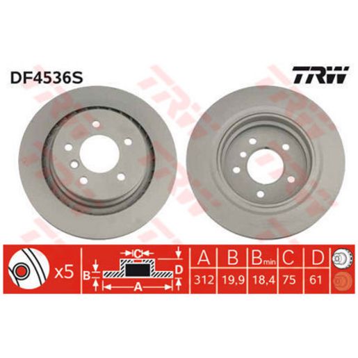 TRW Disc Brake Rotor 312Mm DF4536S
