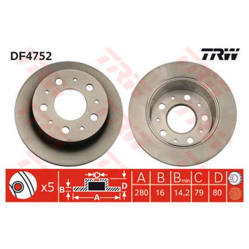 TRW Disc Brake Rotor 280Mm DF4752S