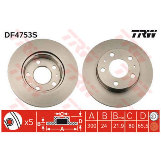 TRW Disc Brake Rotor 300Mm DF4753S